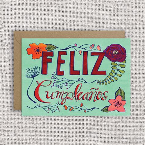 Feliz Cumpleaños Card Spanish Floral Birthday Card Etsy