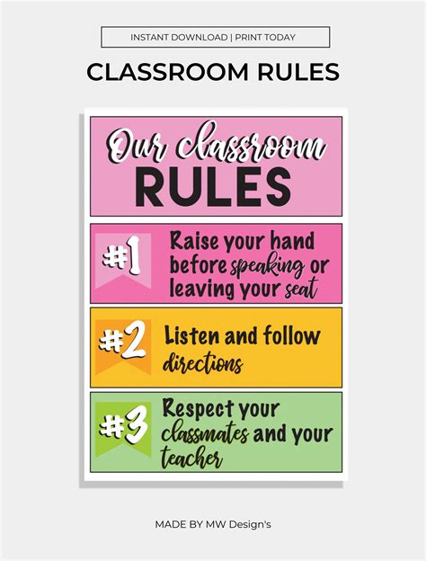Classroom Rules Poster Class Rules Poster Printable Etsy España