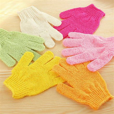 4 Pair Shower Gloves Exfoliating Bath Glove Loofah Scrubber Multicolor By Junipers Secret
