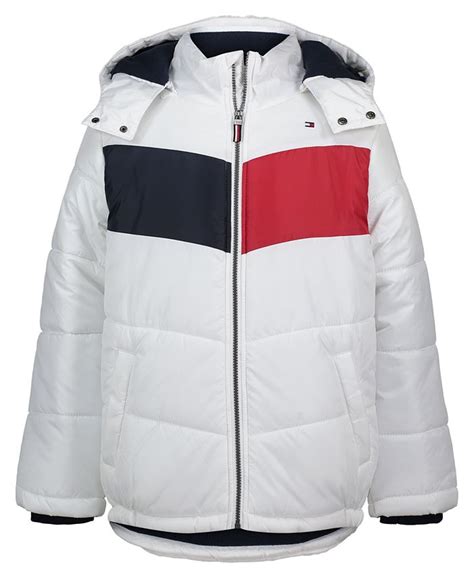 Tommy Hilfiger Big Boys Chevron Pieced Bubble Jacket And Reviews Coats
