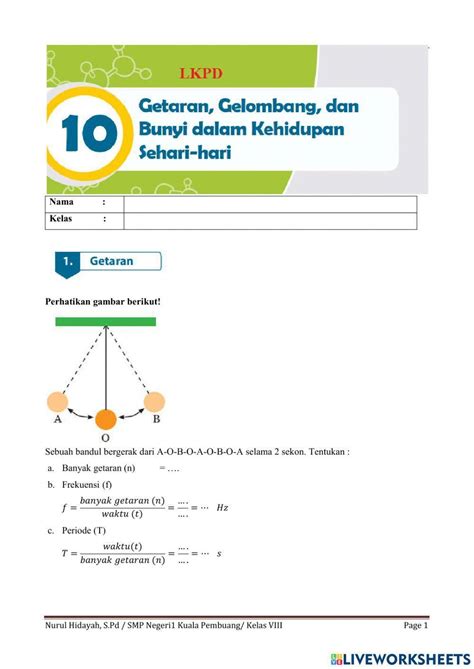 Lkpd Getaran Dan Gelombang Interactive Worksheet Live Worksheets