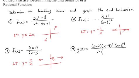 Guided Practice Determining The End Behavior Of A Rational Function