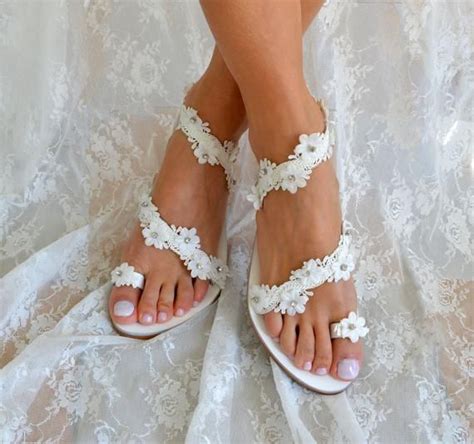 Handmade To Order Bridal Sandals White Wedding Sandals Flat Etsy