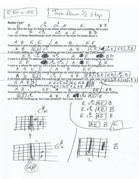 Basket Case Green Day Guitar Chord Chart Tune Down 12 Step Guitar