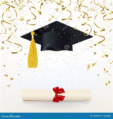 Congratulatory Banner With A Graduate Cap And Diploma Stock Vector