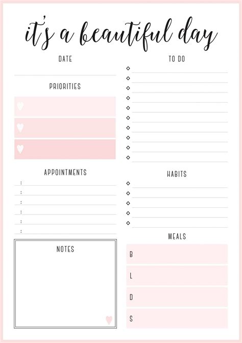 Daily Planner Template Free Printable

