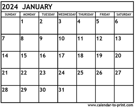 Download 2024 Printable Calendars January 2024 Calendar Free