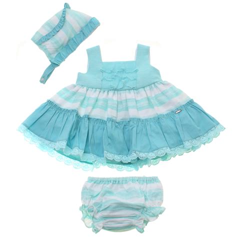 Dolce Petit 2018 Spring Summer Baby Girls Aqua Blue White Stripes Dress