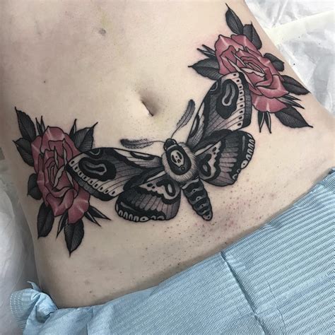 Traditional Death Moth Tattoo