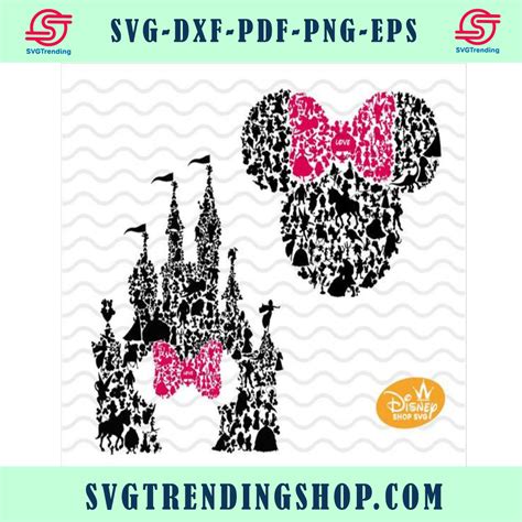 Disney Castle Svg Disney Silhouette Collection Minnie Head Monogram Svg