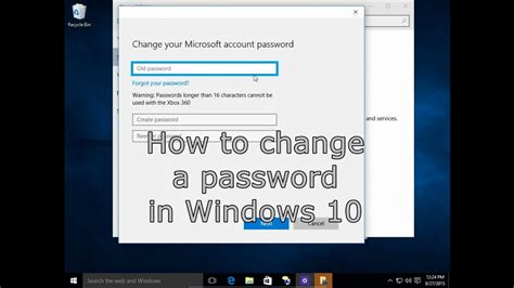 How To Change A Microsoft User Password In Windows Youtube