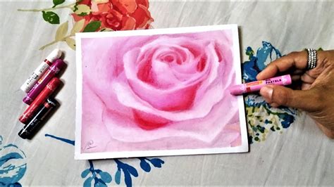 Easy Oil Pastel Drawing Realistic Rose Blending Colors Timelapse