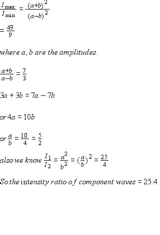 The ratio of maximum and minimum intensities due to superposition of ...