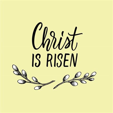 Christian Easter Design Simple Drawing Calligraphy Christ Risen Stock