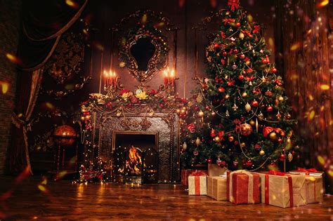 Photography Backdrops Christmas Interior With Christmas Tree And