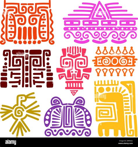 Amerikanische Indianer Antike Totems Vektor Illustration Maya Inka
