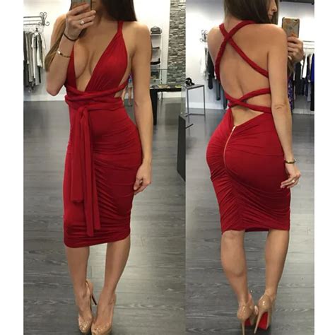 Sexy Red Dress Bandage Dresses Sexy Club Dress Backless Bodycon Night