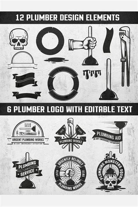 A Poster With Different Types Of Plumbing Related Items In Black White