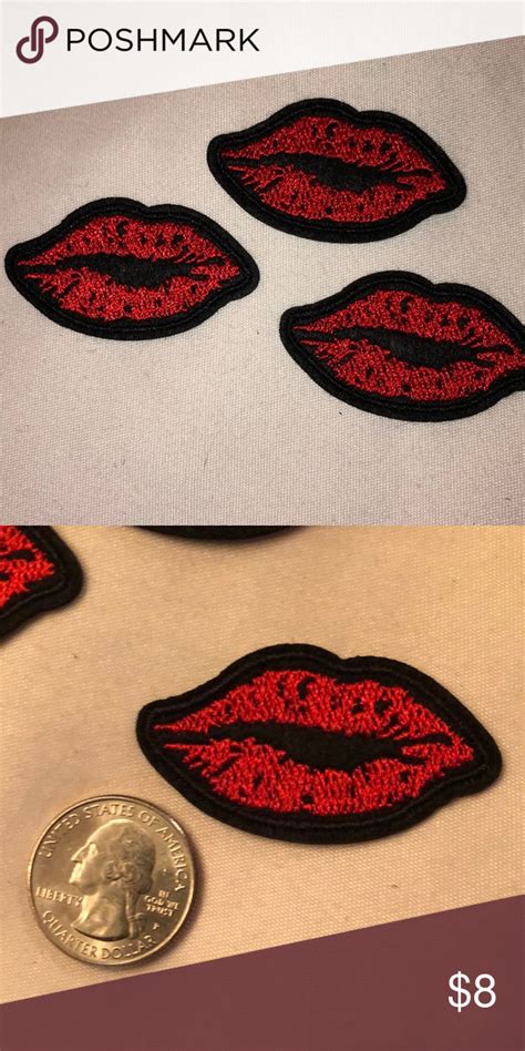 3 Piece Set Red Lips Mouth Iron On Patches Red Lips Lip Patch Iron
