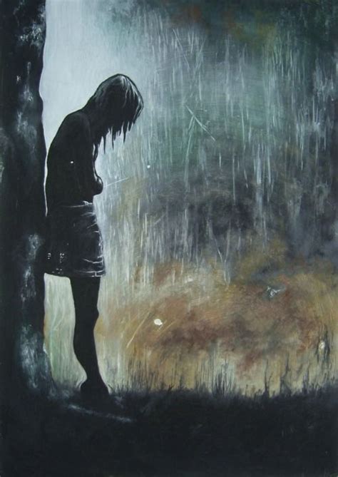 Rain Depressing Paintings Sad Paintings Fan Drawing Anime Girl