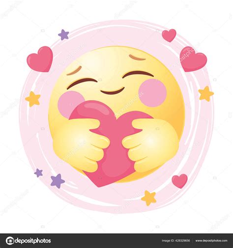 Közösségi Média Emoji ölelés Szív Romantikus — Stock Vektor © Stockgiu