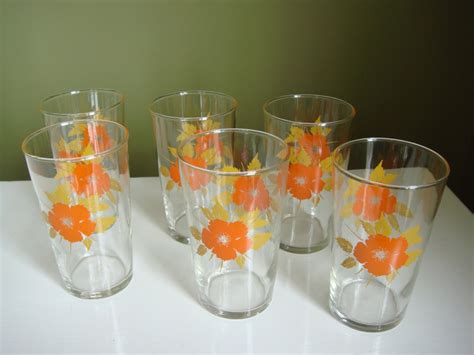 Vintage Federal 10 Oz Drinking Glasses W Orange By Kampyvintage