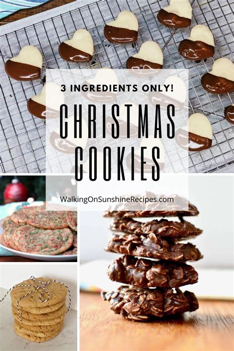 Plus two free printables to festively package up these cookies! 3-Ingredient Christmas Cookies | Walking On Sunshine Recipes