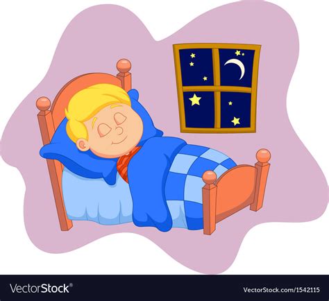 The Boy Cartoon Was Asleep In Bed Royalty Free Vector Image