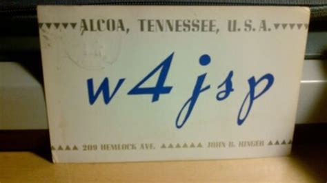 Amateur Ham Radio Qsl Postcard W4jsp John Hinger 1949 Alcoa Tennessee Ebay
