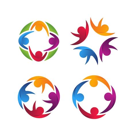 Premium Vector Four Human Unity Colorful Logo Vector Template