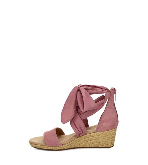Ugg Wedge Sandals Trina Suede Textile Rose In Pink Lyst