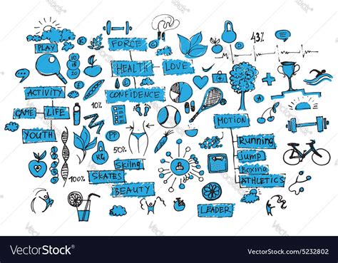 Healthy Lifestyle Doodles Royalty Free Vector Image