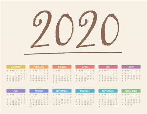 Premium Vector 2020 Calendar