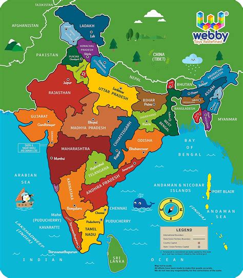 Buy Webby Wooden Educational India Political States Capital Learning