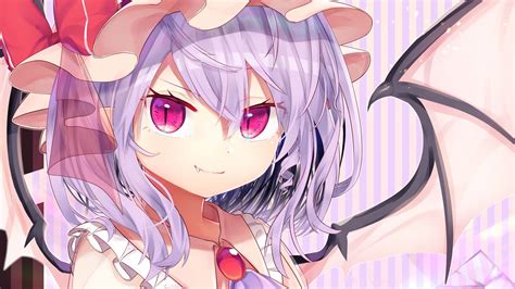 Touhou Girl Purple Eyes Remilia Scarlet Touhou White Hair Hd Anime