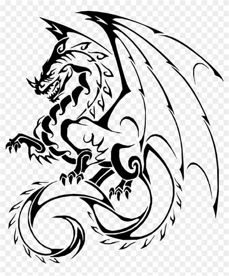 Image Black And White Dragon Japanese Tribal Transprent Dragon