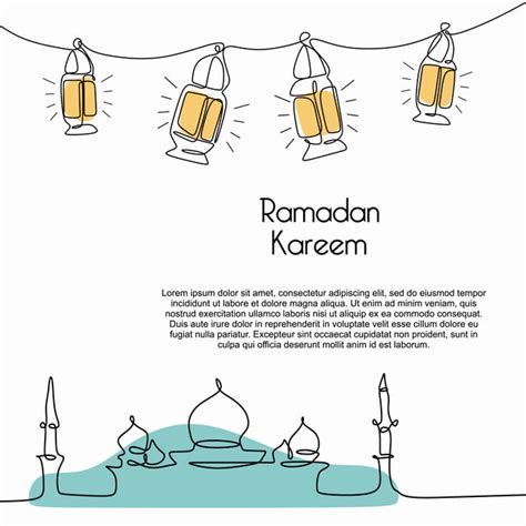 Ramadan Kareem Banner Template With Trendy Mosque And Lantern