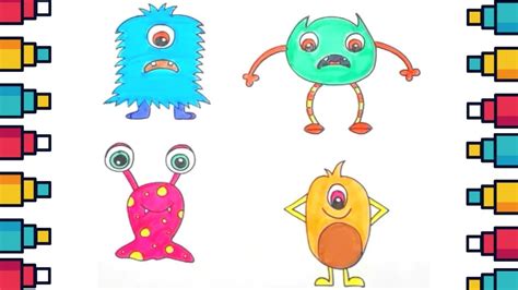 How To Draw Cute Cartoon Monsters Step By Step Youtube