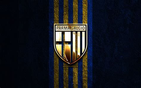 Descargar Parma Calcio 1913 Logo Dorado 4k Fondo De Piedra Azul