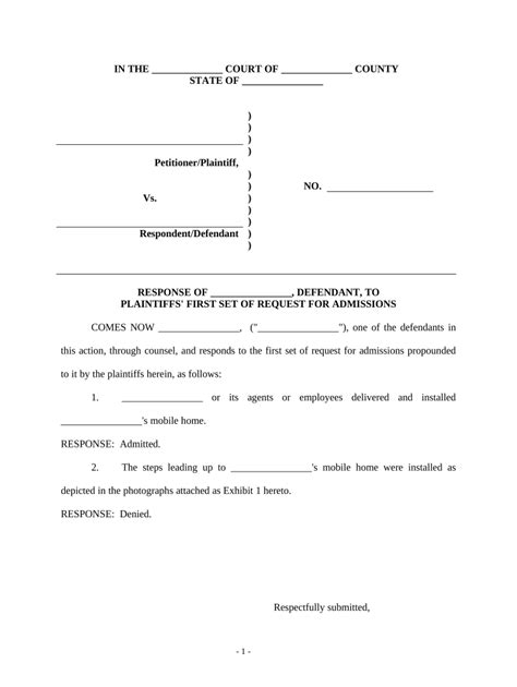 Response Request Admissions Form Fill Out And Sign Printable Pdf