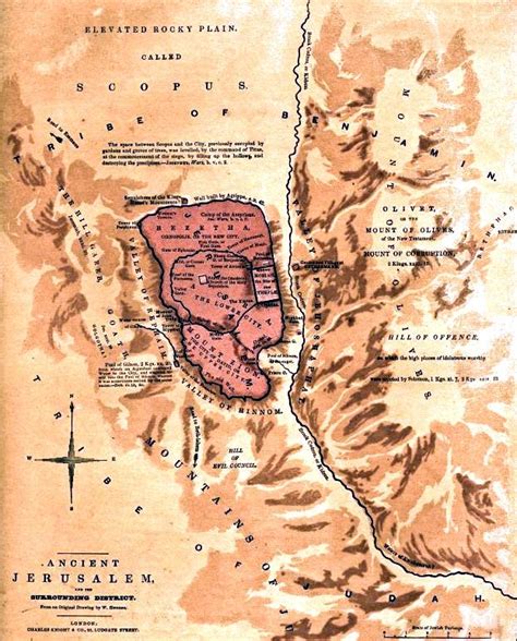 An 1845 Map Of Ancient Jerusalem Identifying Mount Zion With The Pool