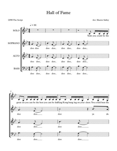 Hall Of Fame Arr Shawn Salley Sheet Music The Script Feat Will I Am Sab Choir