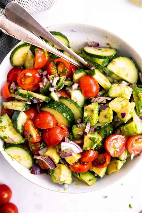 The Best Cucumber Tomato Avocado Salad Recipe Savory Nothings