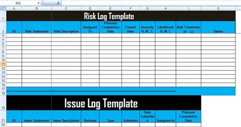 Get Risk And Issue Log Template Xls Report Template Project