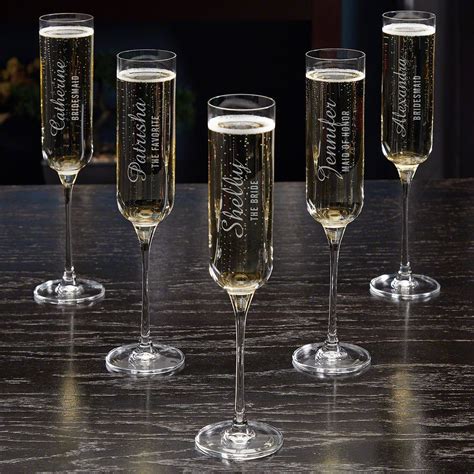 Wedding Party Personalized Champagne Flutes Set Of