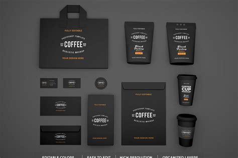 coffee brand identity  stationery mockup deeezy