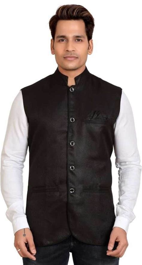 Vest Indian Waistcoat Black Nehru Jacket Sleeveless Modi Etsy