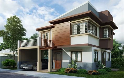 Colour and texture from the street, double storey house design can appear flat and monolithic. Two storey house design PHD-2015004 - Pinoy House Designs