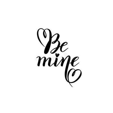 Be Mine Valentine Hand Lettering Calligraphy Vector Text Valentines