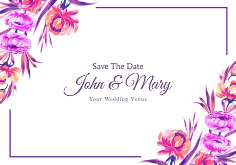 Wedding Invitation Colorful Flowers Frame Card Design 1225862 Vector
